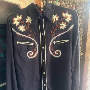 Vintage Black Embroidered Western Shirt
